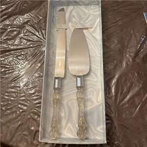 Treasure Masters -Gold Glitter handles Wedding Knife and Server Set preowned